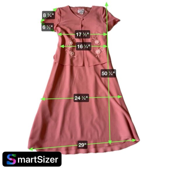 Leslie Belle Pink Size 10P Short Sleeve Two-Piece Maxi Dress With Floral Embroid - Picture 15 of 15